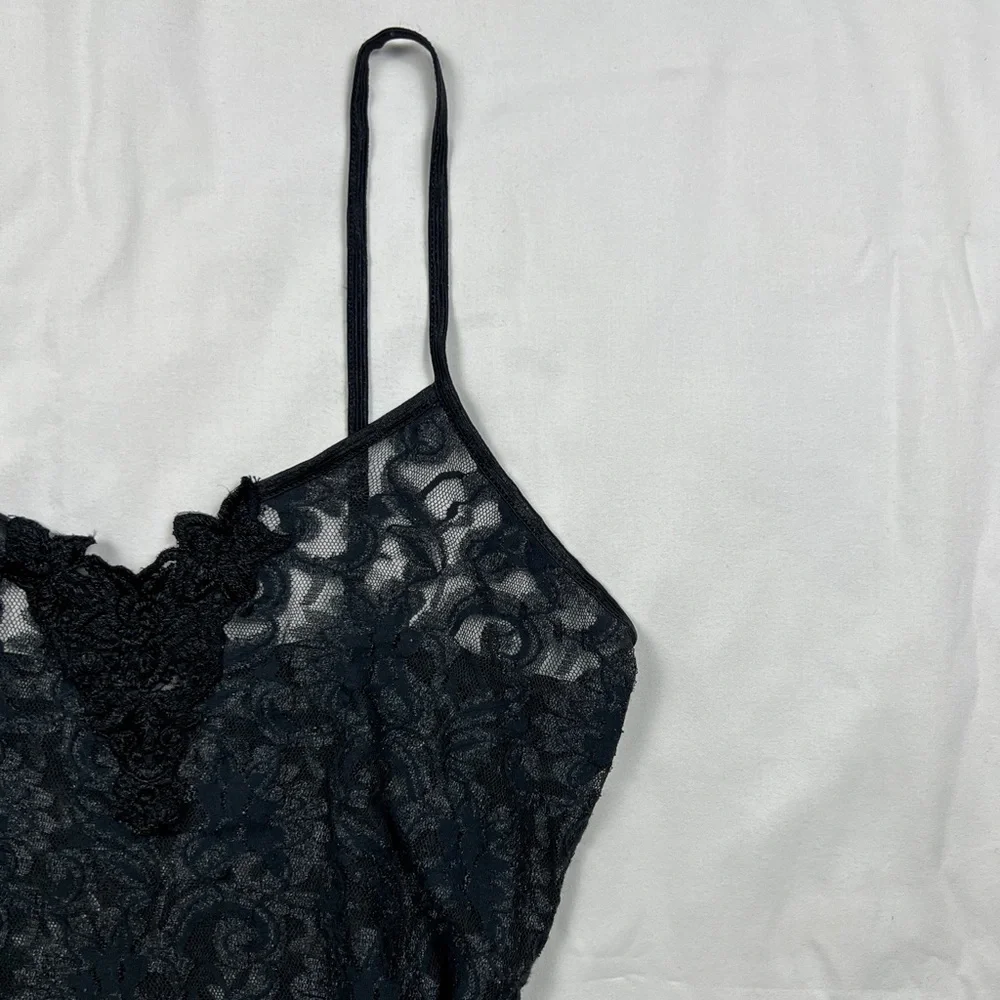 Vintage Black Lace Mini Slip Dress